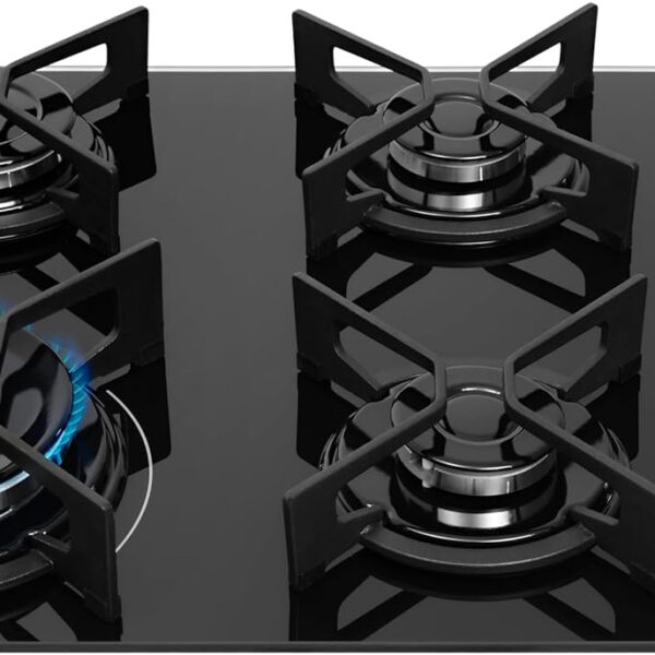 FISCHER COOKTOP À GÁS 4 BOCAS TRIPLA CHAMA FTI LINE TREMPE IRON MESA VIDRO PRETO BIVOLT 36330-102673