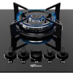 FISCHER COOKTOP À GÁS 5 BOCAS TRIPLA CHAMA FIT LINE TREMPE IRON MESA VIDRO PRETO BIVOLT 36340-102674