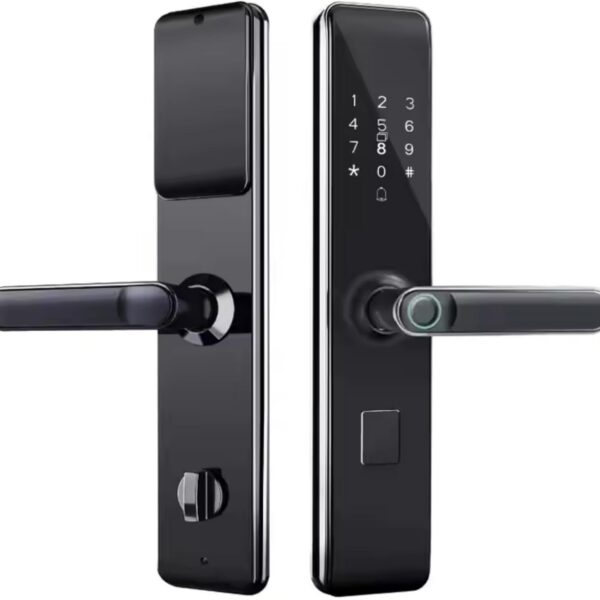 Fechadura Digital Biométrica Smart com senha, cartão IC e chave: segurança e praticidade para sua porta.
