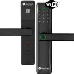 Fechadura Digital Biométrica Wi-Fi Inteligente Kuanttum Delta Pro com abertura por app, senha, tag e biometria para mais segurança.
