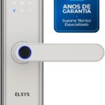 Fechadura Digital Elsys Blues com biometria, senha e app: segurança prática e elegante para sua porta.