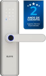 Fechadura Digital Elsys Blues com biometria, senha e app: segurança prática e elegante para sua porta.
