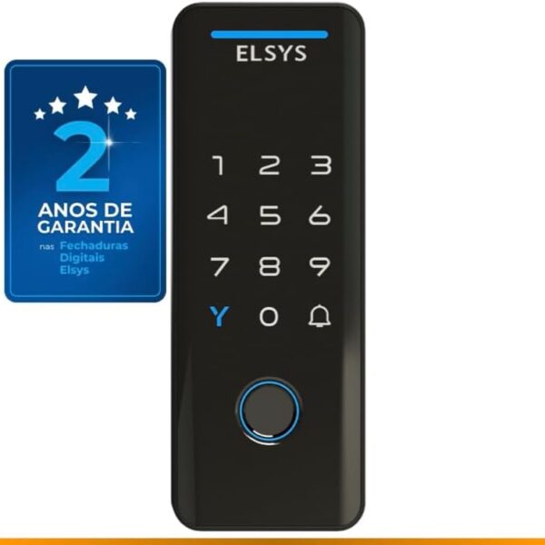 Fechadura Digital Elsys DS4100V com Wi‑Fi, Alexa, senha ou tag, travamento automático e máxima segurança para sua porta