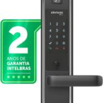 Fechadura Digital FR331 Preto Intelbras: acesso por digital, senha ou tag com fechamento automático e alta segurança.