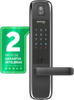 Fechadura Digital FR331 Preto Intelbras: acesso por digital, senha ou tag com fechamento automático e alta segurança.