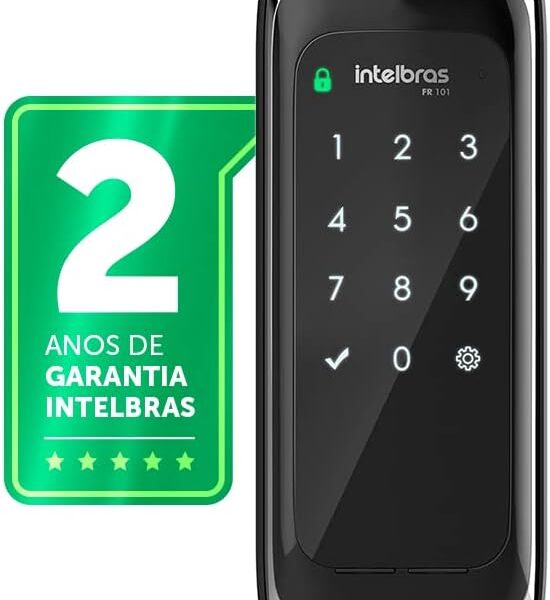 Fechadura Digital Intelbras FR 101 Preto: segurança prática com senha, teclado touch e travamento automático.