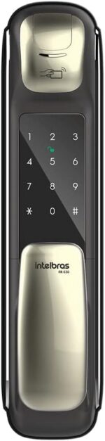 Fechadura Digital Intelbras FR 630 Preto: mais segurança e praticidade com abertura por biometria, senha ou tag.