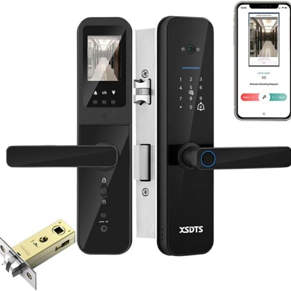 Fechadura Digital Inteligente com Câmera: biometria, senha, cartão, chave e app Tuya para acesso remoto seguro