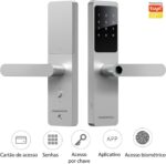 Fechadura Digital NovaDigital Fusion Wi-Fi 2.4G: biometria, senha, TAG, chave e APP Tuya, prata, segurança e praticidade. - Imagem 2