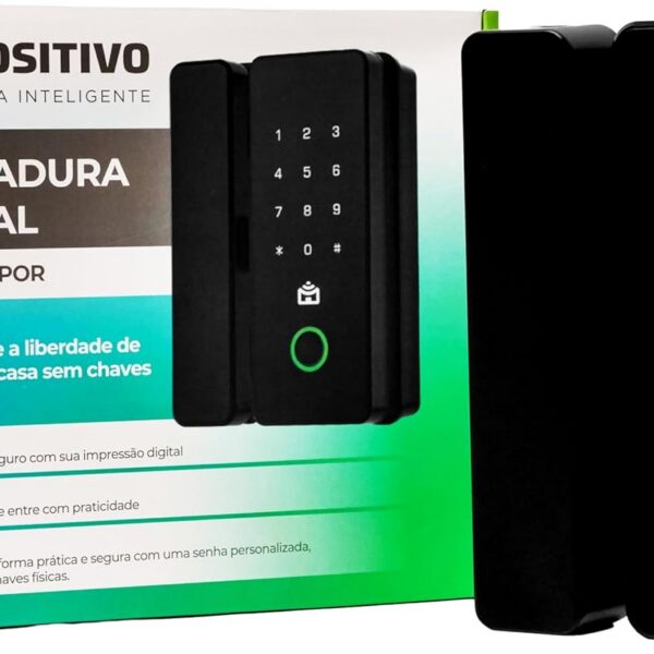 Fechadura Digital Positivo com biometria, senha e tag: mais segurança, praticidade e instalação fácil para sua casa.