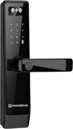 Fechadura Digital Primebras Frankfurt P7001 com reconhecimento facial 3D, Wi-Fi e acesso seguro por biometria e senha.