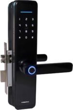 Fechadura Digital Primebras Rio Wi-Fi com biometria, app e automação inteligente para mais segurança e praticidade.