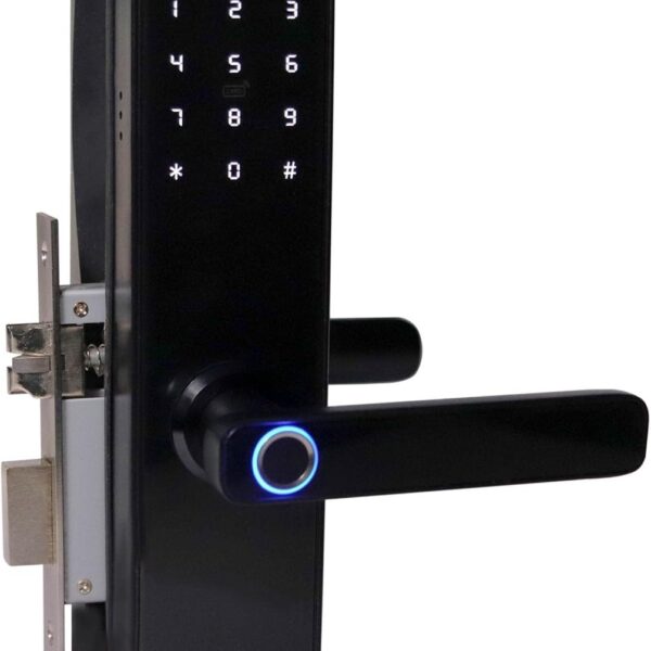 Fechadura Digital Primebras Rio Wi-Fi com biometria, app e automação inteligente para mais segurança e praticidade.