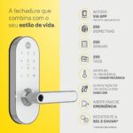 Fechadura Digital YMC 420W Branco Yale: segurança e acesso prático por senha, biometria, cartão e Alexa. - Imagem 2