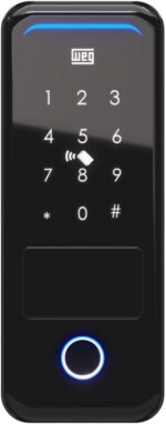 Fechadura Wi-fi de Sobrepor WEG Smart Home com acesso por senha, biometria, cartão e app para mais segurança e praticidade.