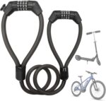 Fechadura antirroubo para scooter e bicicleta com cabo de aço e senha de 4 dígitos, alta segurança e fácil transporte