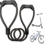 Fechadura antirroubo para scooter e bicicleta com cabo de aço e senha de 4 dígitos, alta segurança e fácil transporte