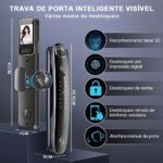 Fechadura digital biométrica com câmera, app e senha: segurança, controle remoto e acesso rápido para sua casa. - Imagem 2