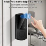 Fechadura inteligente 4 em 1 com impressão digital, senha, cartão IC e trava automática. Segurança e praticidade para sua porta. - Imagem 2