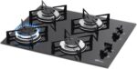 Fischer Cooktop Gás 4 Bocas com Mesa de Vidro Preta: alta eficiência, durabilidade e design moderno para sua cozinha.