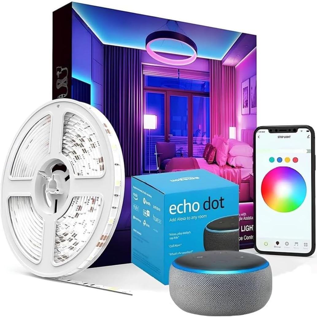 Fita Led Inteligente Alexa Wi-Fi RGB 5m: cores vibrantes, controle Fita Led Inteligente Alexa Wi-Fi RGB 5m: cores vibrantes, controle por voz e app para iluminar com praticidade.