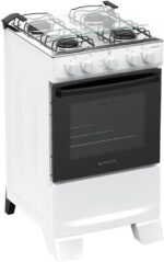 Fogão 4 Bocas Atlas Coliseum Plus com mesa inox, forno limpa fácil de 48L e vidro duplo para sua cozinha.