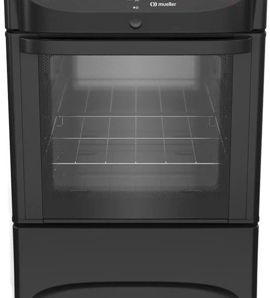 Fogão 4 Bocas Mueller Bivolt com Acendimento Automático: praticidade e design preto fosco para sua cozinha.