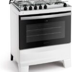 Fogão 5 Bocas Atlas Agile Up Bivolt com mesa inox, forno amplo e tripla chama para mais potência na cozinha.