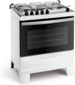 Fogão 5 Bocas Atlas Agile Up Bivolt com mesa inox, forno amplo e tripla chama para mais potência na cozinha.
