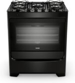 Fogão 5 bocas Consul mesa de vidro preto: potência, praticidade e limpeza fácil para sua cozinha.