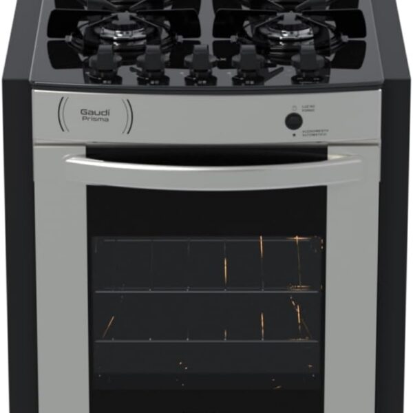 Fogao A Gas De Embutir Gaudi Prisma Vitreo Bl 4q Inox Gas Glp