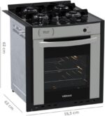 Fogao A Gas De Embutir Gaudi Prisma Vitreo Bl 4q Inox Gas Glp - Imagem 2