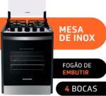 Fogão Brastemp 4 Bocas de embutir Inox com dupla chama e grades individuais - BYO4EBR Bivolt - Imagem 2