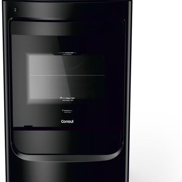 Fogão Consul 4 bocas com mesa de vidro e acendimento automático, moderno e fácil de limpar.