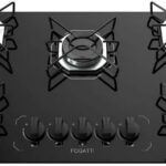Fogão Cooktop Fogatti Ori 5 Bocas Preto Bivolt com acendimento automático e fácil limpeza, ideal para sua cozinha.