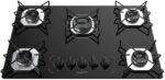 Fogão Cooktop Fogatti Ori 5 Bocas Preto Bivolt com acendimento automático e fácil limpeza, ideal para sua cozinha.