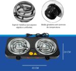 Fogão Elétrico 2 Bocas Cooktop de mesa 127V – Fogareiro Portátil Cooktop de Mesa para Camping, Viagem e Uso Doméstico (Preto) - Imagem 2