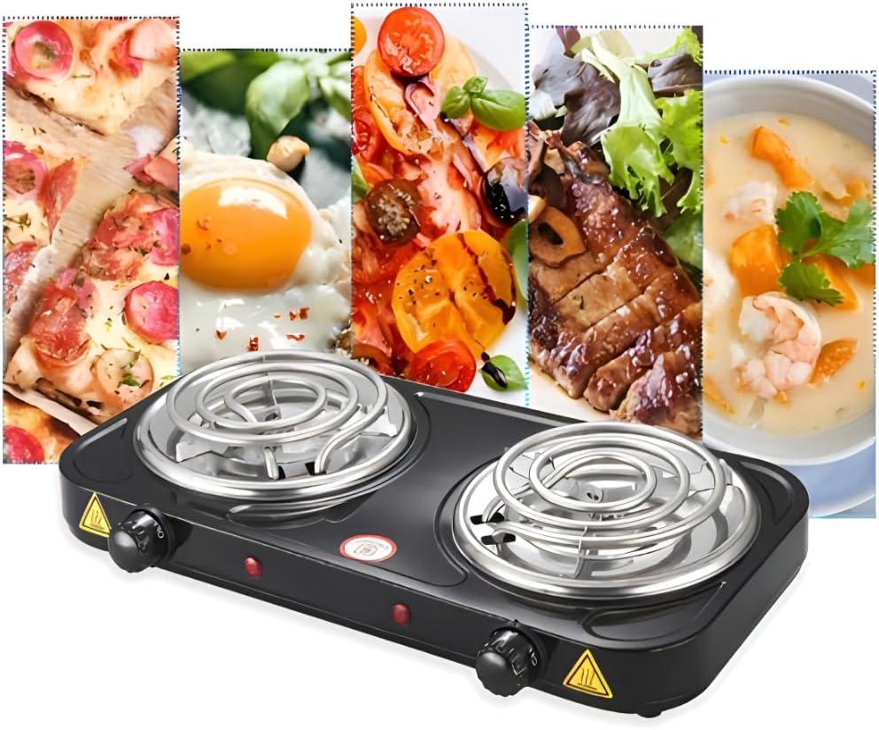 Fogão Elétrico 2 Bocas Cooktop de mesa 127V – Fogareiro Fogão Elétrico 2 Bocas Cooktop de mesa 127V – Fogareiro Portátil Cooktop de Mesa para Camping, Viagem e Uso Doméstico (Preto)