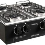 Fogão Portátil 4 Bocas Asiatico Junior Braslar Preto