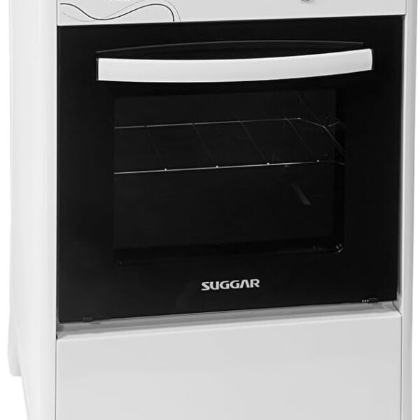 Fogão Suggar Neo Glass branco 4 bocas com mesa de vidro, forno 56L e acendimento automático