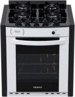 Fogão a Gás de Embutir Gaudi Prisma Vitreo Branco GLP com 4 bocas para cozinhar com praticidade e estilo.