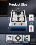 Fogão a gás 2 bocas embutido em inox: compacto, conversível GLP/NG e ideal para apartamentos e cozinhas pequenas - Imagem 2