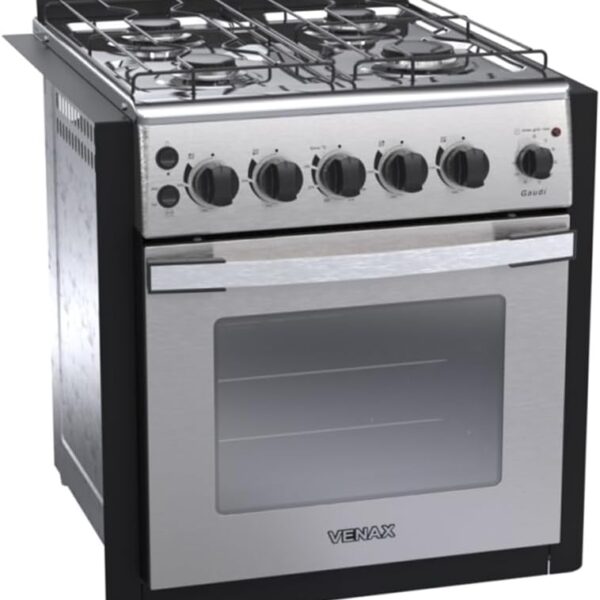 Fogão de Embutir Venax Gaudi Platinum GII Inox 4 Bocas com acendimento automático e gás GLP 220 V para sua cozinha.