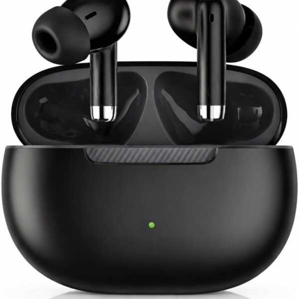 Fone Bluetooth 5.4 TWS com cancelamento de ruído, IPX4 e microfone: ideal para treino, corrida e trabalho.