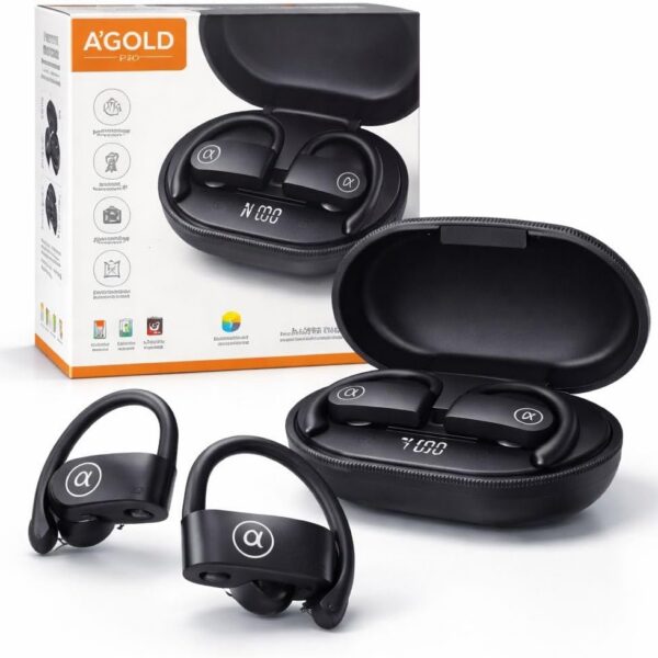 Fone Bluetooth 5.4 esportivo com IPX5, 45h de bateria e som estéreo para treinos intensos