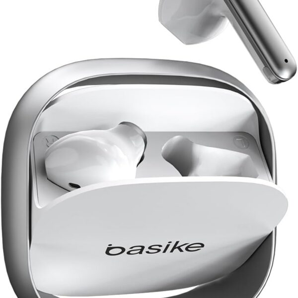 Fone Bluetooth TWS Basike G20-H Branco: som estéreo, toque sensível, Bluetooth 5.4 e até 6h de música.