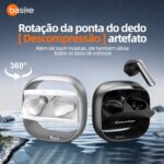 Fone Bluetooth TWS Basike G20-H Branco: som estéreo, toque sensível, Bluetooth 5.4 e até 6h de música. - Imagem 2