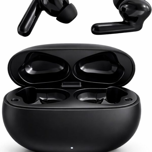 Fone de Ouvido Bluetooth 5.4 Sem Fio TWS Preto com Microfone, Estojo Carregador, Encaixe Confortável para Música, Chamadas e Academia, Compatível com Android e iPhone