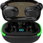 Fone de Ouvido Sem Fio TWS com LED Digital, IPX4, modo gamer, 8h de bateria e microfone duplo para chamadas nítidas e uso diário.