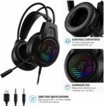 Fone de Ouvido para Computador, Headset Gamer Pro, Iluminação RGB, Microfone Flexível, Entrada P2, LED, Confortável, Premium - Imagem 2
